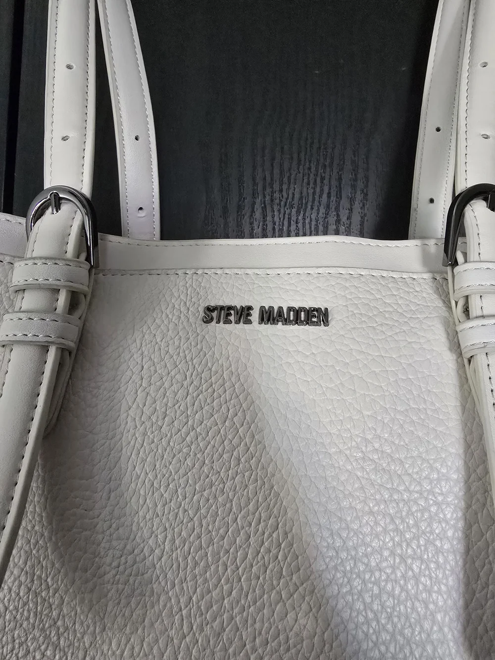 Steve Madden Ivory Leather Tote Bag
